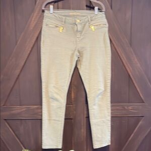 Michael Kors Olive Green Pants with Gold Zippers